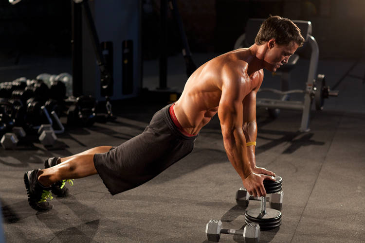 窄握哑铃俯卧撑