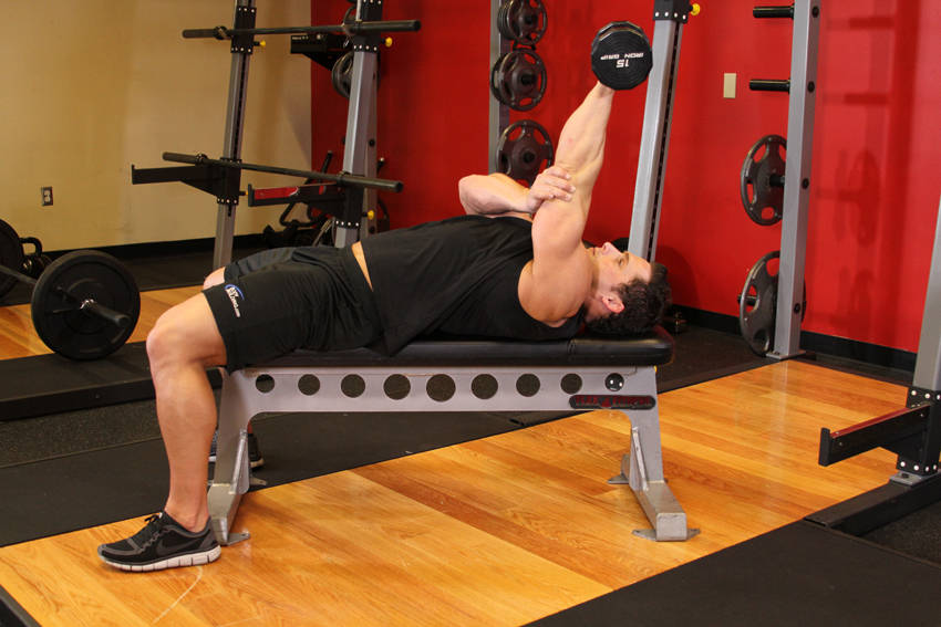 单臂俯握哑铃三头肌伸展